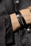 Saint Laurent Leather Bracelet With Logo In Black
