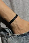 Saint Laurent Leather Bracelet With Logo In Black