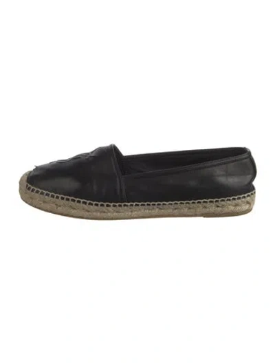 Pre-owned Saint Laurent Leather Braided Accents Espadrilles In Black