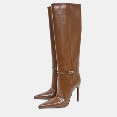 Pre-owned Saint Laurent Leather Brown Long Boots 38