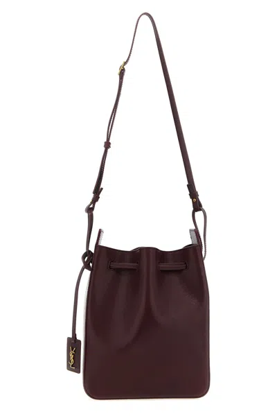Saint Laurent Leather Bucket Bag In Burgundy
