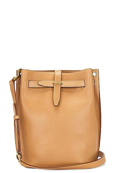 Saint Laurent Leather Bucket Bag In Vintage Brown Gold