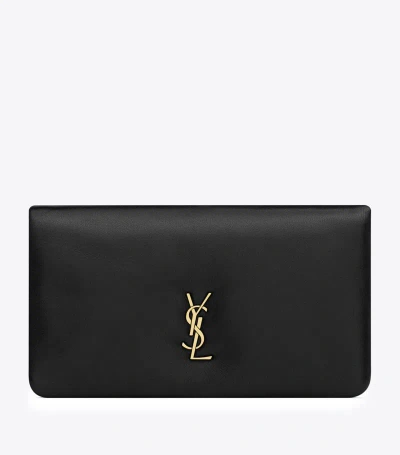 Saint Laurent Leather Calypso Purse In Black