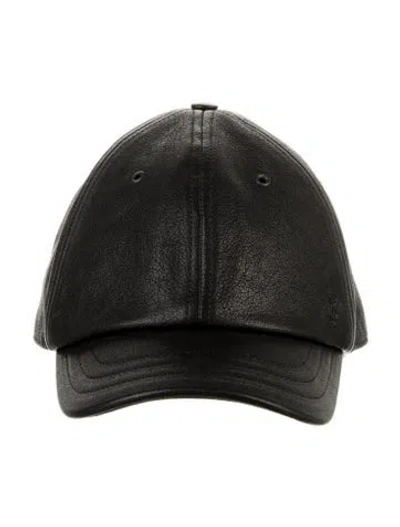 Pre-owned Saint Laurent Leather Cap W/tags In Black
