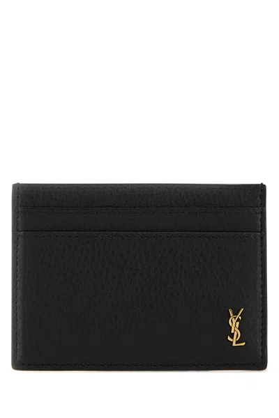 Saint Laurent Leather Card Case In Black