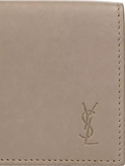 Saint Laurent Leather Card Holder In Brown