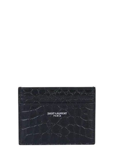 Saint Laurent Leather Card Holder In Black