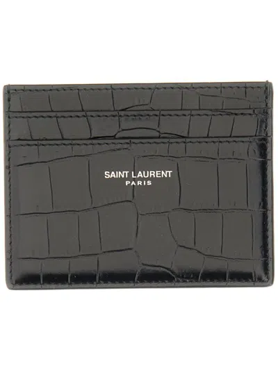 Saint Laurent Leather Card Holder In Black