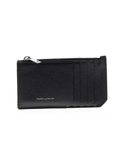 Pre-owned Saint Laurent Leather Card Holder In Black