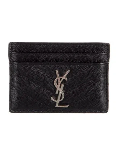 Pre-owned Saint Laurent Leather Card Holder In Black