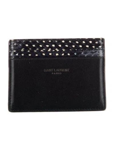 Pre-owned Saint Laurent Leather Card Holder In Black