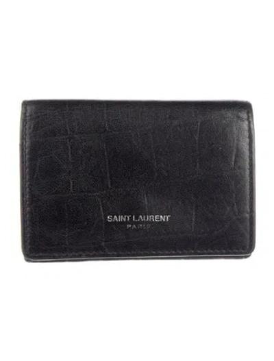 Pre-owned Saint Laurent Leather Card Holder In Black