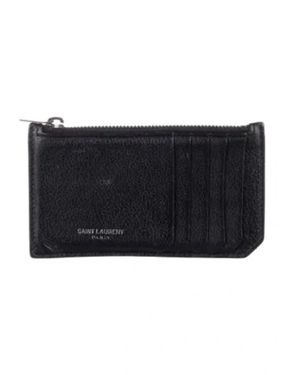 Pre-owned Saint Laurent Leather Card Holder In Black