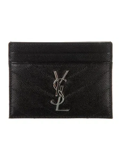 Pre-owned Saint Laurent Leather Card Holder In Black