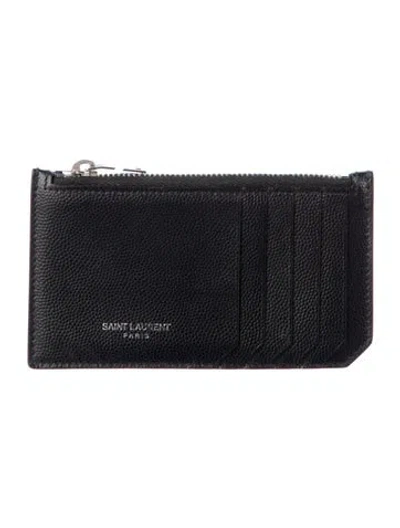 Pre-owned Saint Laurent Leather Card Holder In Black