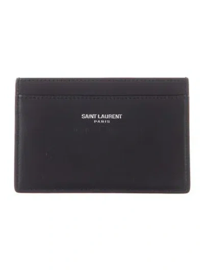 Pre-owned Saint Laurent Leather Card Holder In Black