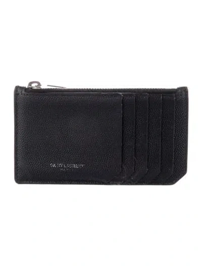 Pre-owned Saint Laurent Leather Card Holder In Black
