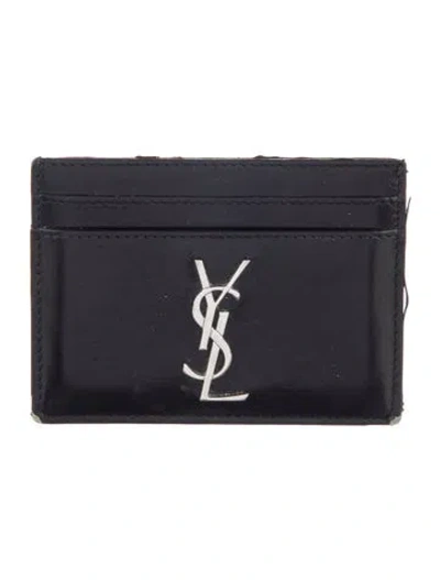 Pre-owned Saint Laurent Leather Card Holder In Black