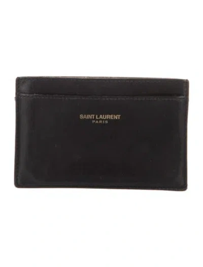 Pre-owned Saint Laurent Leather Card Holder In Black