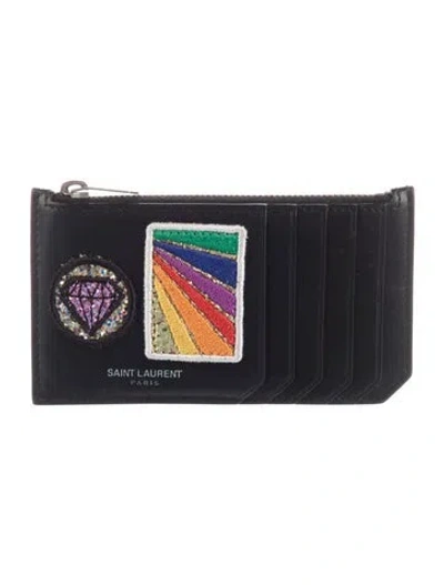 Pre-owned Saint Laurent Leather Card Holder In Black
