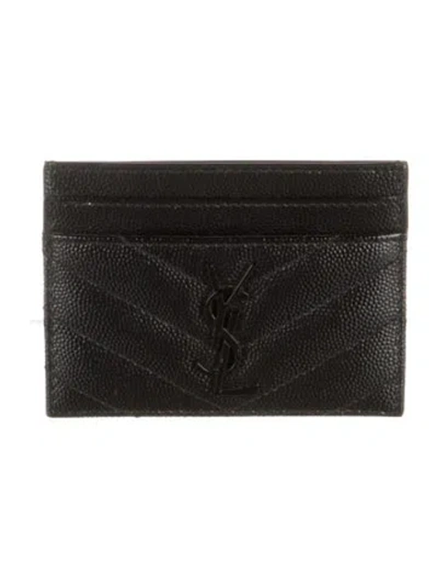 Pre-owned Saint Laurent Leather Card Holder In Black