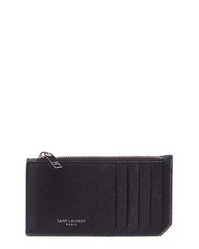 Saint Laurent Leather Card Holder In Black