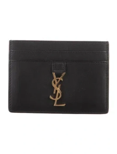 Pre-owned Saint Laurent Leather Card Holder In Black