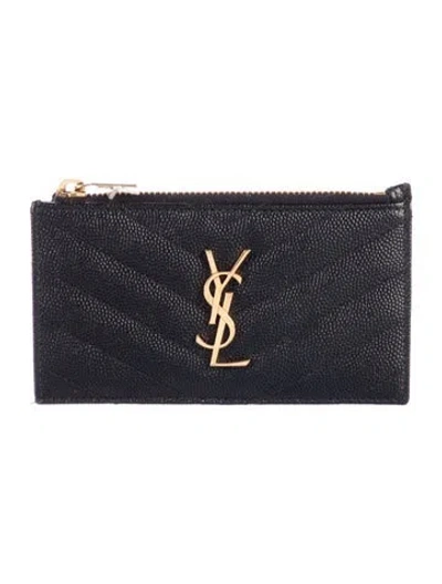 Pre-owned Saint Laurent Leather Card Holder In Black