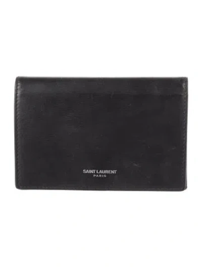 Pre-owned Saint Laurent Leather Card Holder In Black