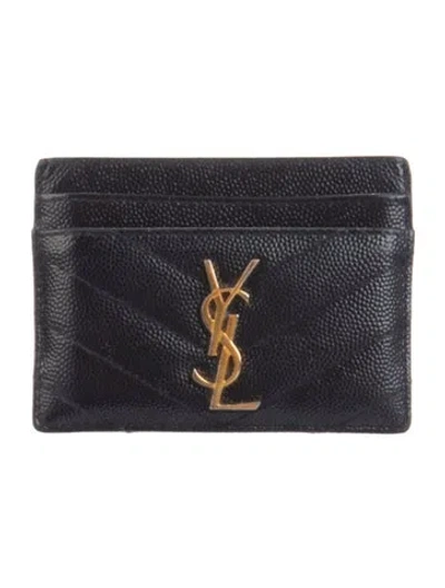 Pre-owned Saint Laurent Leather Card Holder In Black