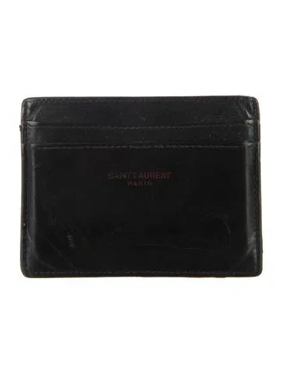 Pre-owned Saint Laurent Leather Card Holder In Black