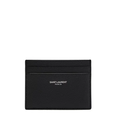 Saint Laurent Leather Card Holder In Black