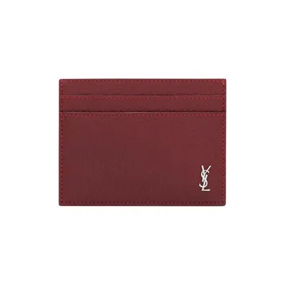 Pre-owned Saint Laurent Leather Card Holder 'bordeaux' | Red | Men's Size Onesize