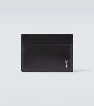 Saint Laurent Leather Card Holder In Brown