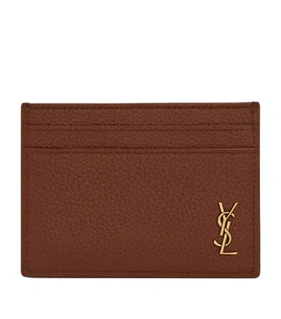 Saint Laurent Leather Card Holder In Brown