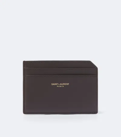 Saint Laurent Leather Card Holder In Brown