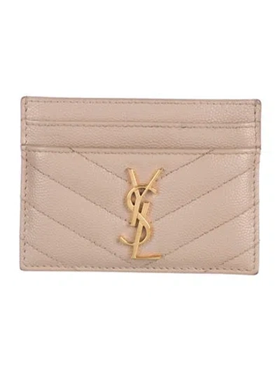 Pre-owned Saint Laurent Leather Card Holder In Brown