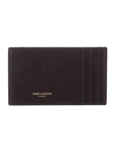 Pre-owned Saint Laurent Leather Card Holder In Brown