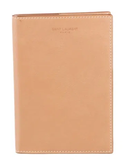 Pre-owned Saint Laurent Leather Card Holder In Brown/neutrals