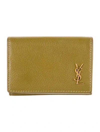 Pre-owned Saint Laurent Leather Card Holder In Green