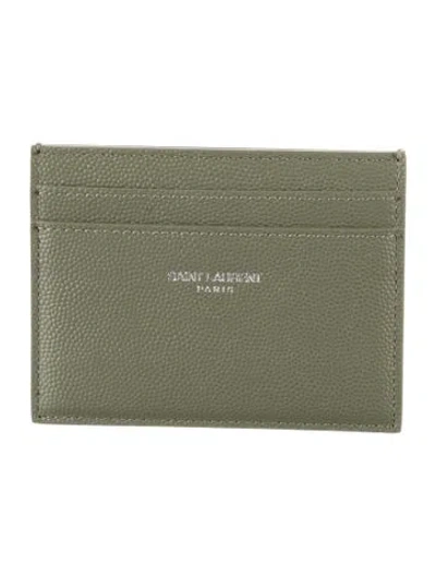 Pre-owned Saint Laurent Leather Card Holder In Green