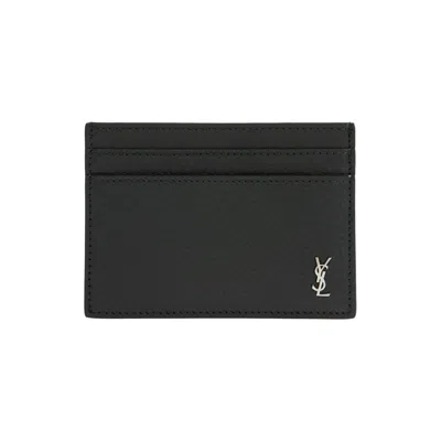 Pre-owned Saint Laurent Leather Card Holder 'green Ultramarine' | Men's Size Onesize