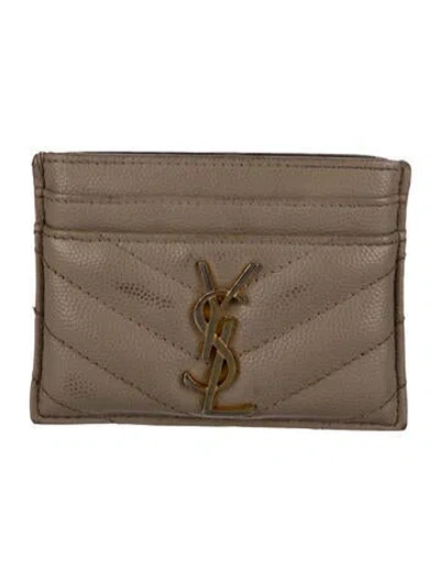 Pre-owned Saint Laurent Leather Card Holder In Neutral