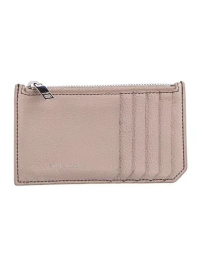Pre-owned Saint Laurent Leather Card Holder In Neutral