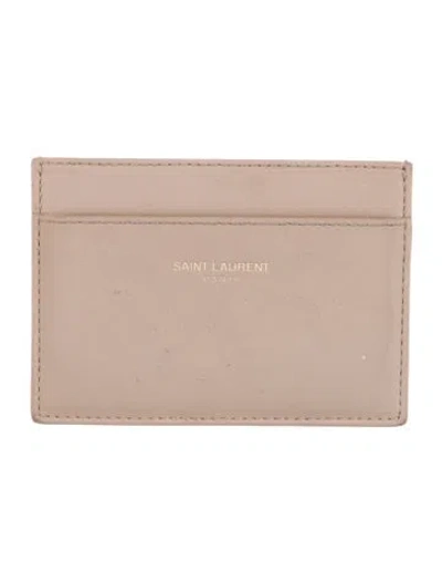 Pre-owned Saint Laurent Leather Card Holder In Neutral