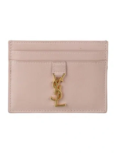 Pre-owned Saint Laurent Leather Card Holder In Neutrals