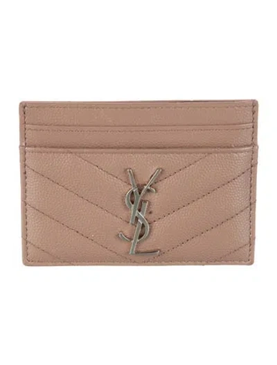 Pre-owned Saint Laurent Leather Card Holder In Neutrals