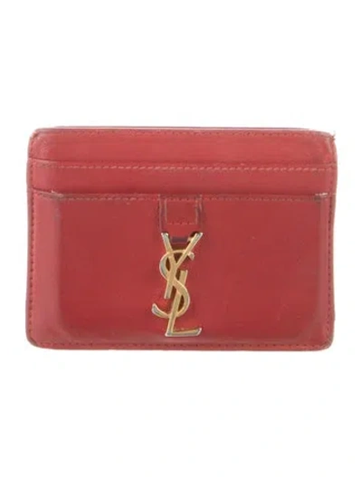 Pre-owned Saint Laurent Leather Card Holder In Red