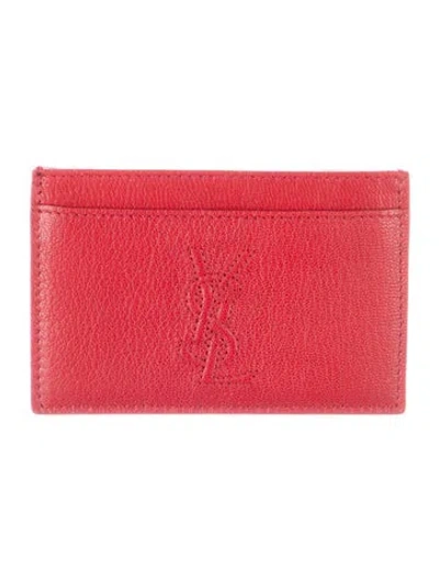 Pre-owned Saint Laurent Leather Card Holder In Red