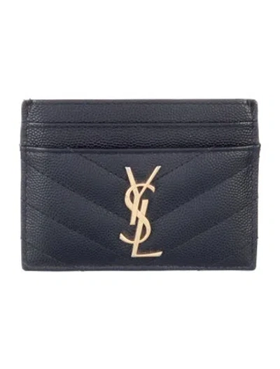 Pre-owned Saint Laurent Leather Card Holder W/ Tags In Black